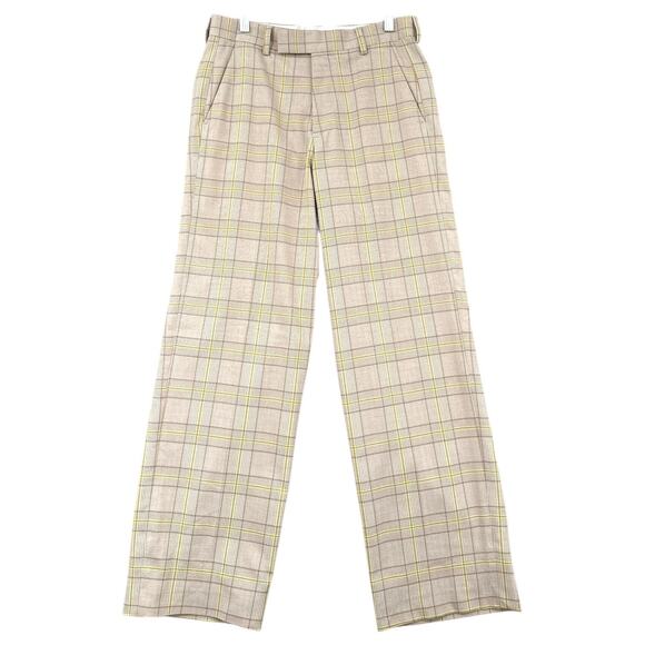 ASOS DESIGN Yellow & Tan‎ Plaid Pattern Wide Leg Trousers Style W 30 L 32 - Picture 1 of 8